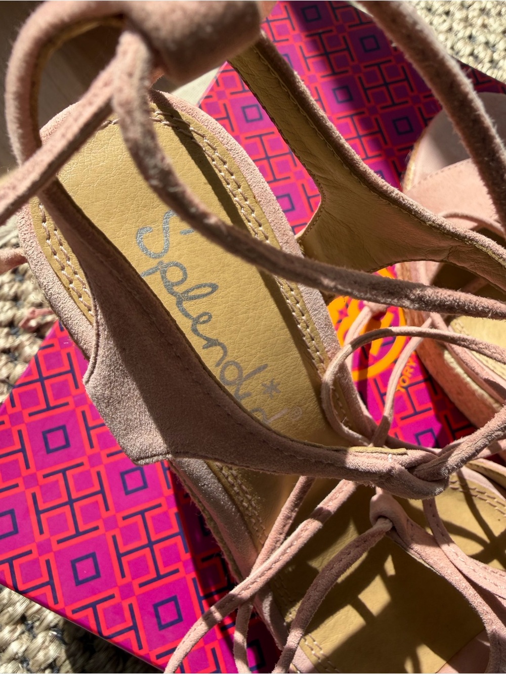 Splendid Blush Suede Espadrille Lace-Up Wedges